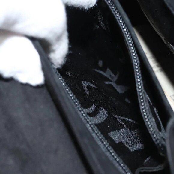 Salvatore Ferragamo Gancini Hand Bag Suede 2way Black Gold Auth BA2414 - Picture 13 of 16